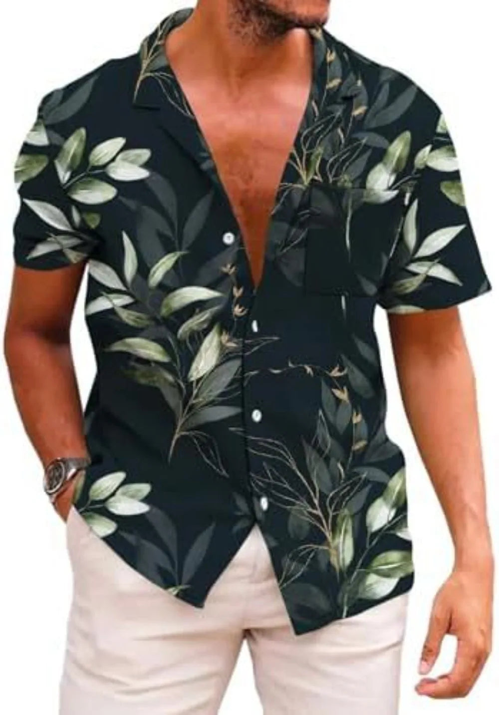 Summer Trendy Hawaiian Men's Palm Beach Shirt Tropical Vacation Clothing