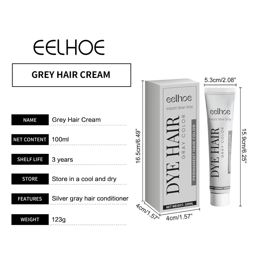 Grey Hair Dye Cream Unisex Smoky Punk Style DIY Styling No Damage Quick Coloring Long-lasting Professional Hairs Dyeing Creams
