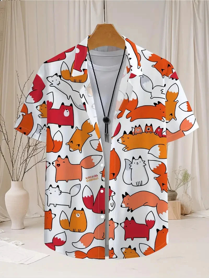 Cartoon Animal Duck Hawaiian 3D Print Shirts Men's Summer Short Sleeve Cute Banana Beach Shirts Blouse Men Clothing Unisex Tops