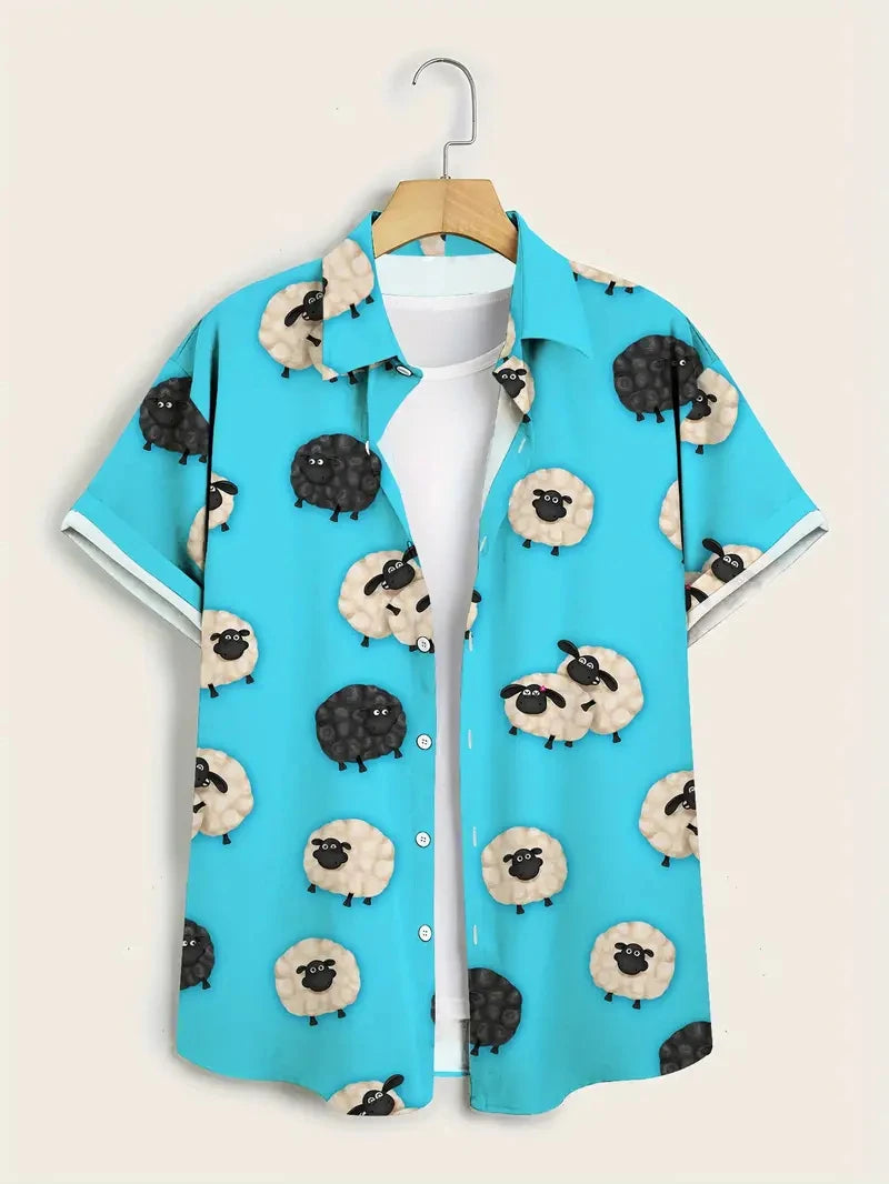 Cartoon Animal Duck Hawaiian 3D Print Shirts Men's Summer Short Sleeve Cute Banana Beach Shirts Blouse Men Clothing Unisex Tops