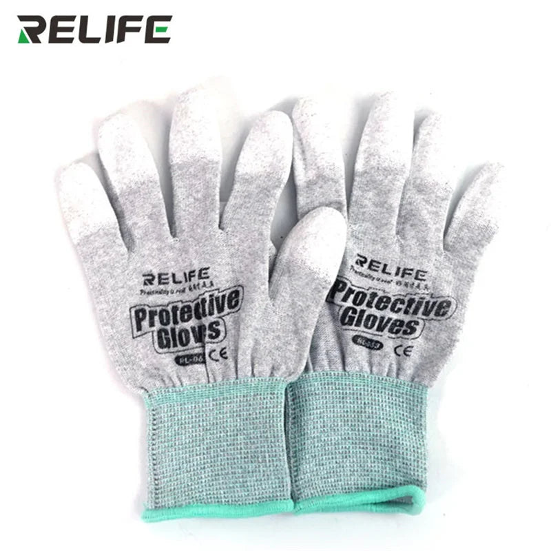 RELIFE RL-063 Anti-Static Gloves for Phone Computer Repair Antiskid ESD Electronic Working Coated Finger Protection Gloves