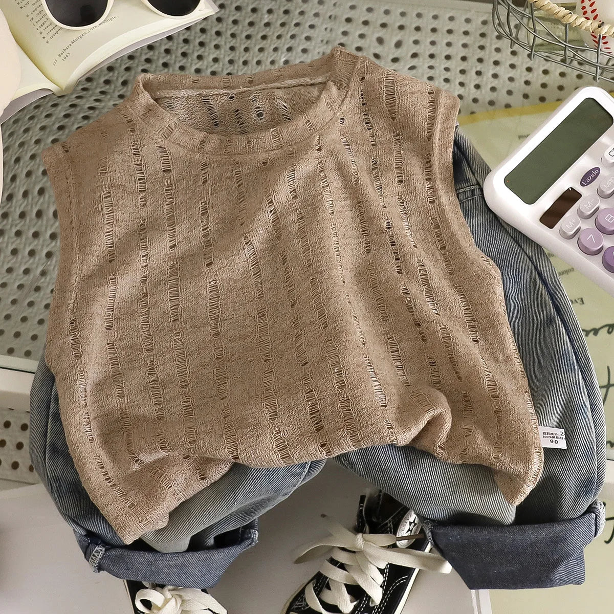Summer Boys T-shirts Tops For Kids Baby Sleeveless Vest Tees Children's Clothing Casual Solid Color Breathable Tops