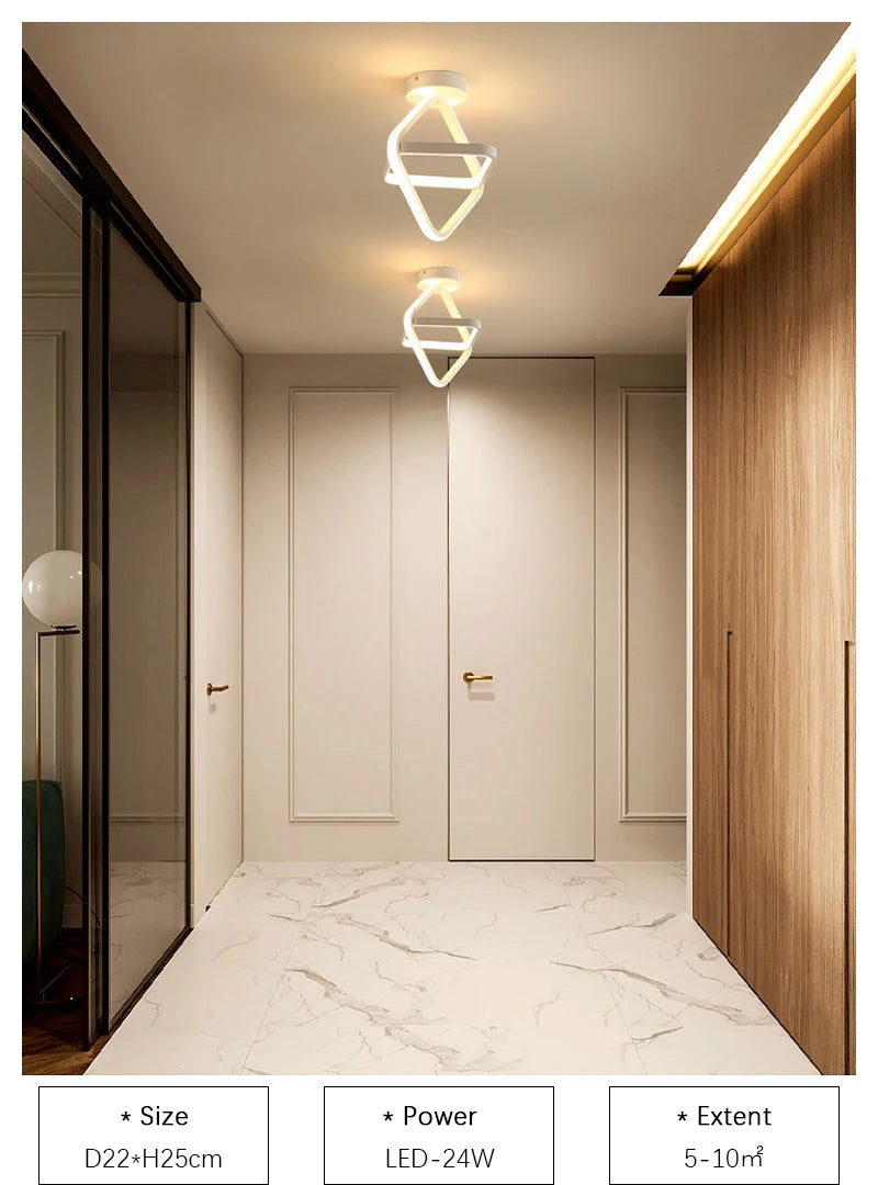 Modern LED Aisle Ceiling Light 2 Ring Creative Dimmable Living Room Ceiling Lamp Hallway Entrance Balcony Office Indoor Lighting