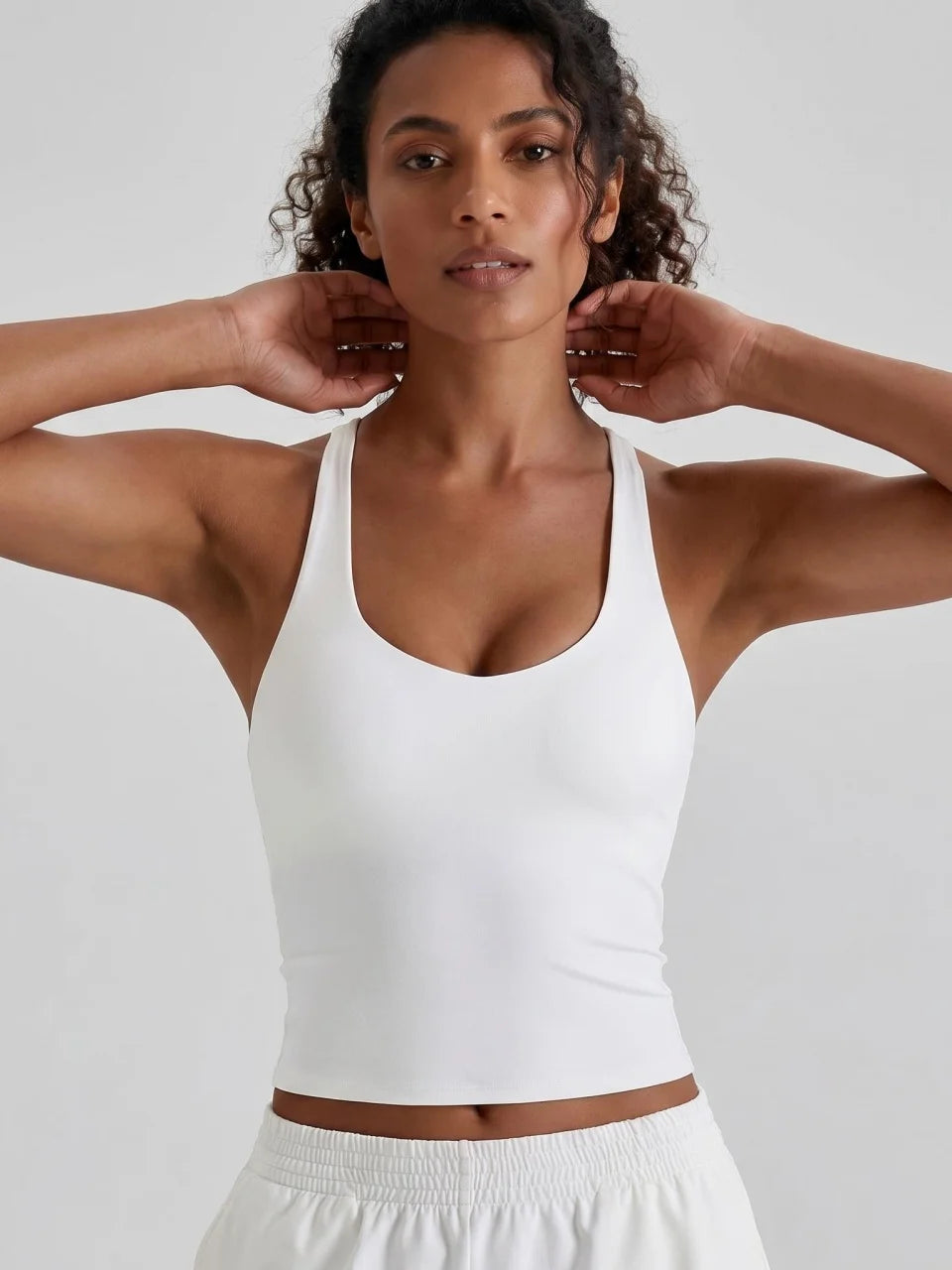 Longline Yoga Tank Top with Built in Bra Women Quick Dry Gym Camisole Workout Shirts Soft Slim Fit Sports Vest Athleisure