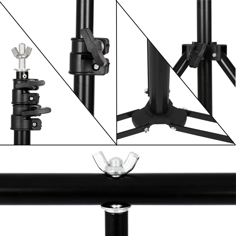 T-shaped Background Photography Backdrop Stand Adjustable Support System Photo Studio for Non-Woven Muslin Backdrops With Clip