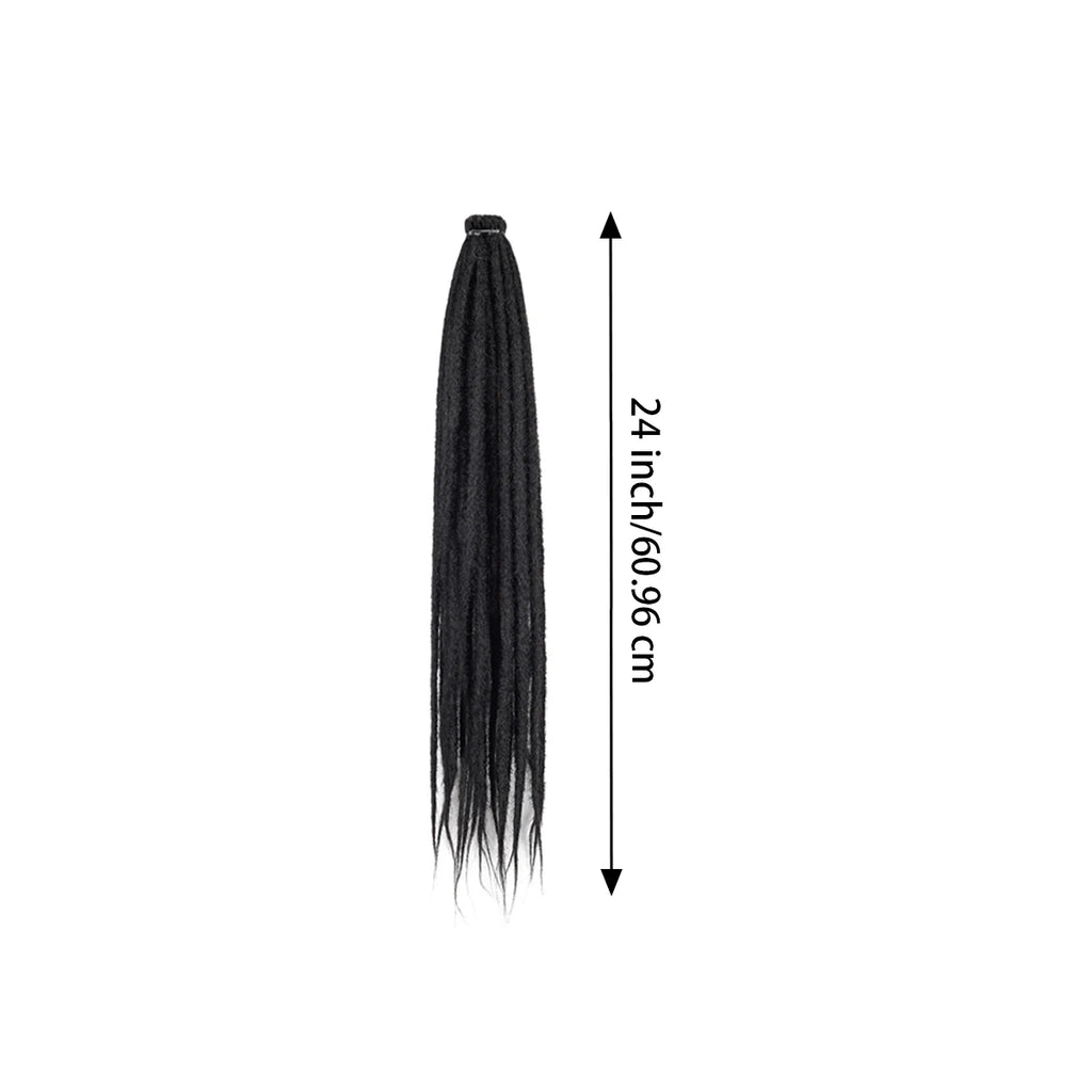 20Strands 24 Inch Synthetic Dreadlock Extensions Ombre Black 0.6cm Width Single Ended Hippie Reggae Style Crochet Hair for Men