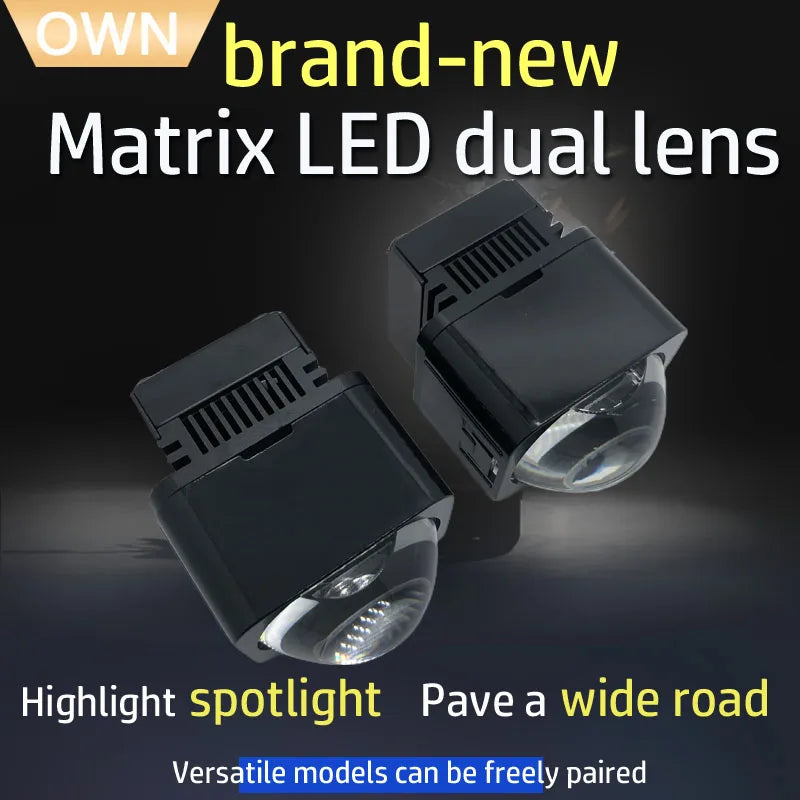OWN DJM 1.5" MATRIX 42MM BI LED PROJECTOR LENS BILED HIGH LOW DUAL BEAM HEADLAMP MOTORCYCLE 1.5 INCH SQUARE MODULE MOTORBIKE