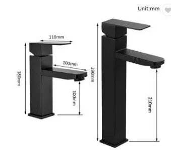 Stainless Steel Modern Minimalist Single Handle Dual Control Hot and Cold Water Faucet, Painted Finish for Basin Sink Mixer Tap