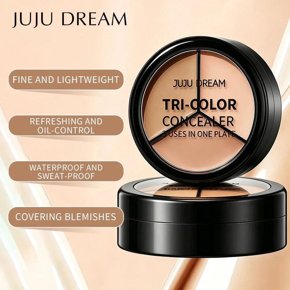 Professional Concealer Palette 3 Shades, Full Coverage Dark Circle Corrector, Face Makeup for Flawless Skin