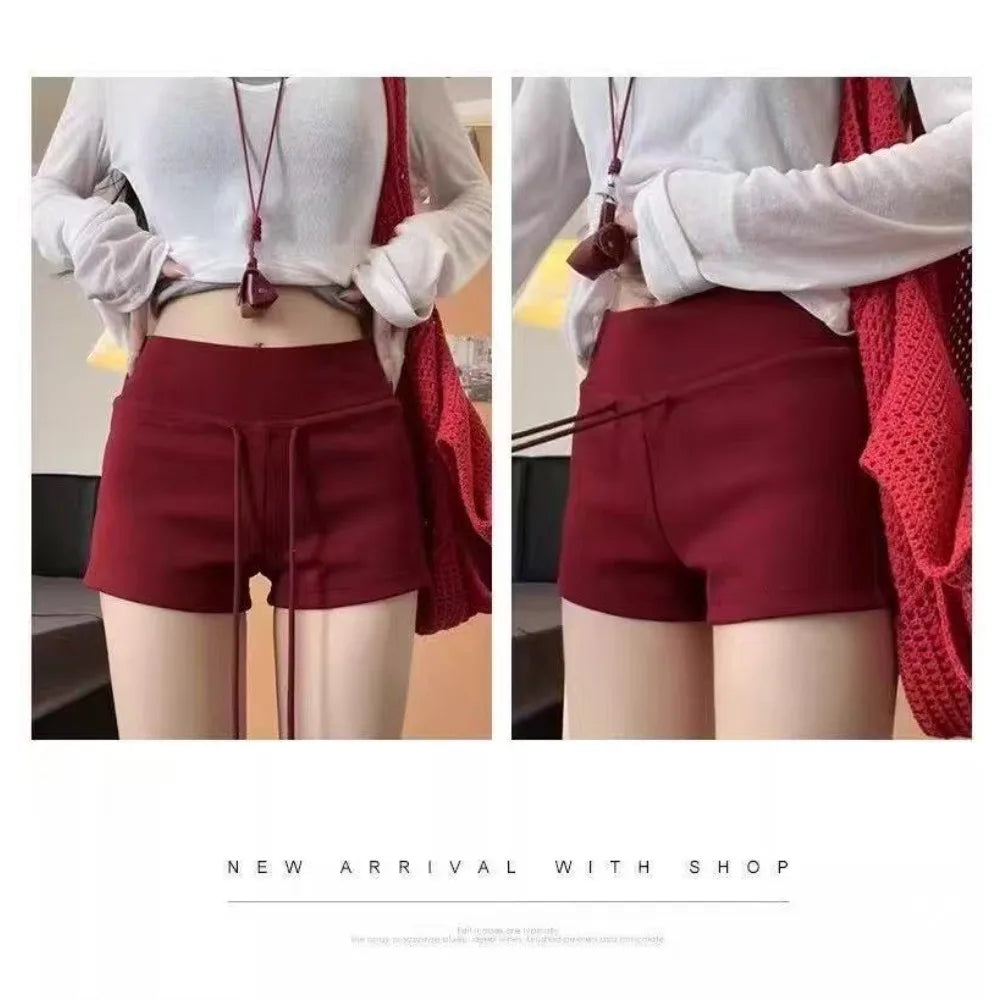 Drawstring Casual Sports Shorts For Women High Waist Solid Summer Short Pant Female Yoga Running Outfit Clothes Korean Hot Pants