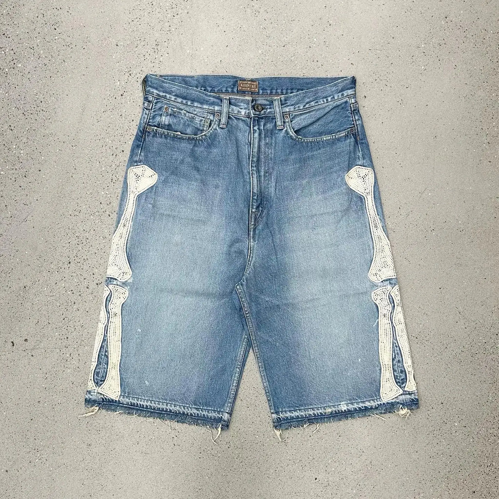 Y2K Fashion New Oversized Pocket Tooling Camouflage Loose Denim Shorts Unisex Gothic Punk Hip Hop Fashion Casual Joker Couple