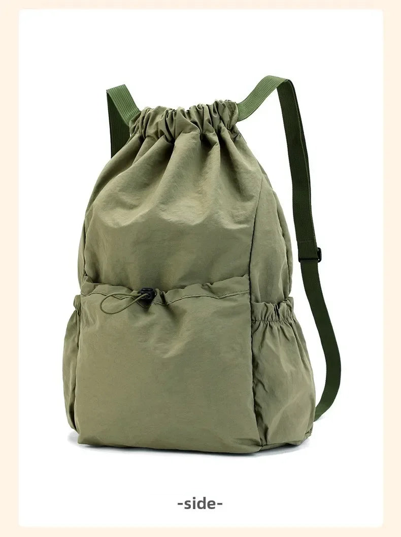 Fashionable Lightweight Drawstring Backpack: Large-Capacity Waterproof Sports Bag for School, Books, Outdoor Activities, Travel