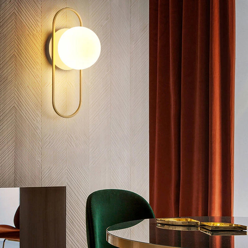 Modern LED Wall Lamps Black Gold Glass Ball Wall Sconces Living Rom Bedroom Hotel Decor Wall Lights Bedside Lights Aisle Lamp G9