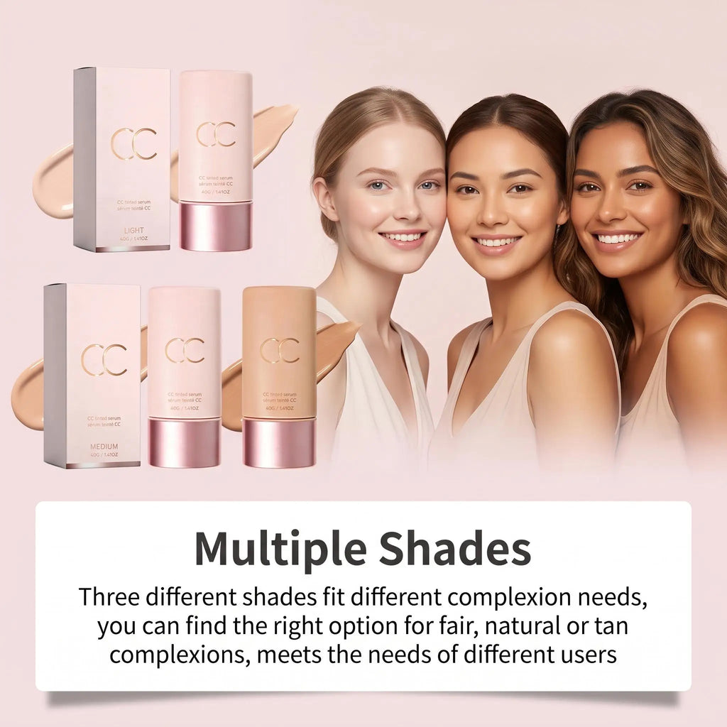 CC Tinted Serum Color Correcting Tinted Serum Self Adapt Skin Tone No Caking Natural Nude Lightweight Coverage Foundation Serum