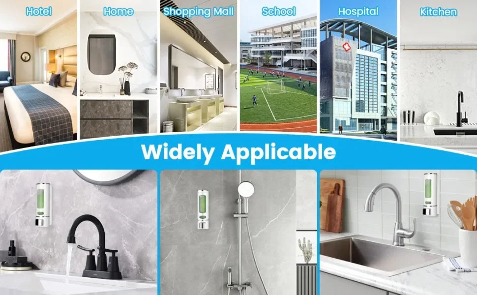 Liquid Soap Dispenser 400ml Wall Mounted Refillable for Bathroom Kitchen Hotel Shower Gel Lotion Pump for Toilet Bathroom Hotel