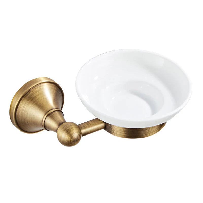 Antique brass plated wall-mounted towel rack bathroom hardware pendant set paper towel holder coat hook toilet brush ELA68A