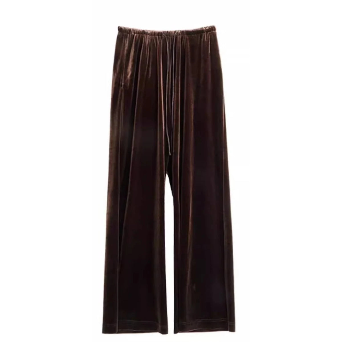 OLrain Velvet Drawstring Baggy Sweatpant Woman 2026 Autumn Casual Retro High Waist Wide Leg Long Pants Women Trousers M56QK85138