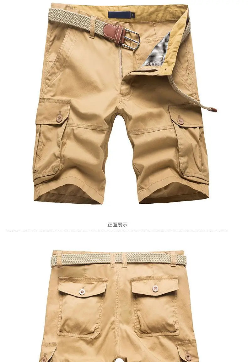 Summer Men Cotton Loose Cargo Shorts Streetwear Fashion Male Clothes Claret 4 Pockets Straight 5 Points Thin Casual Short Pants
