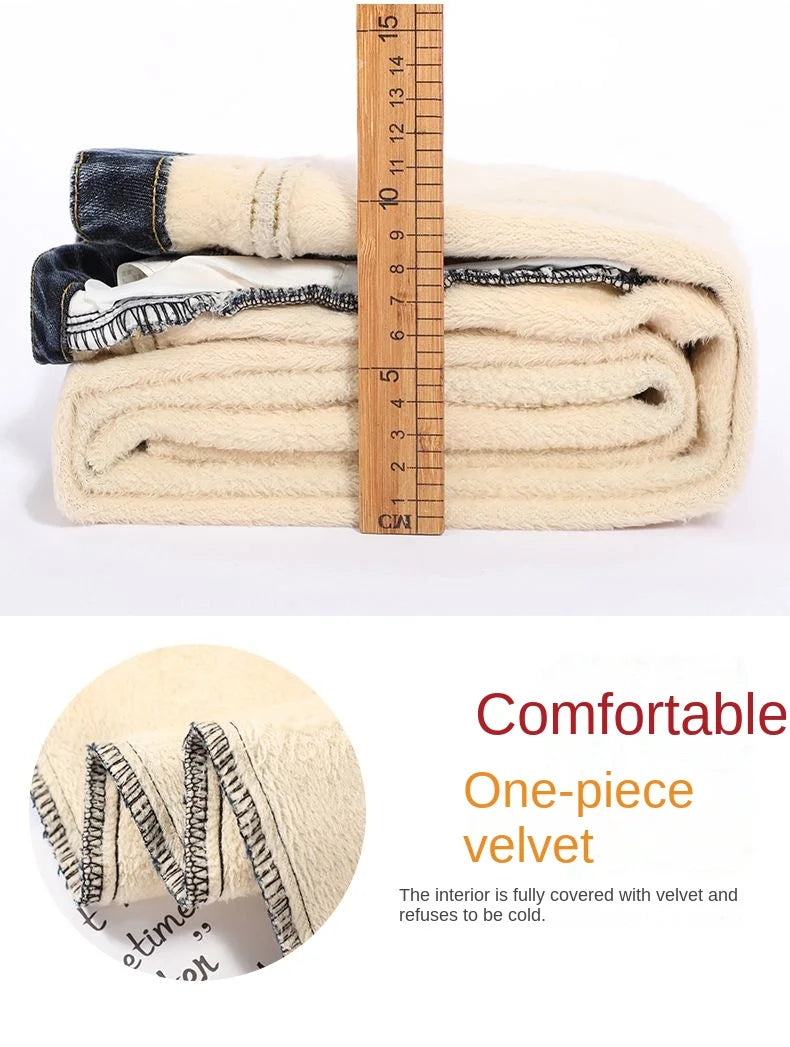 Womens Jeans Fleece Lined Thickened Winter Warm Straight Leg Loose Fit High Waist Slimming Trousers Y2k Clothes Y2k Jeans