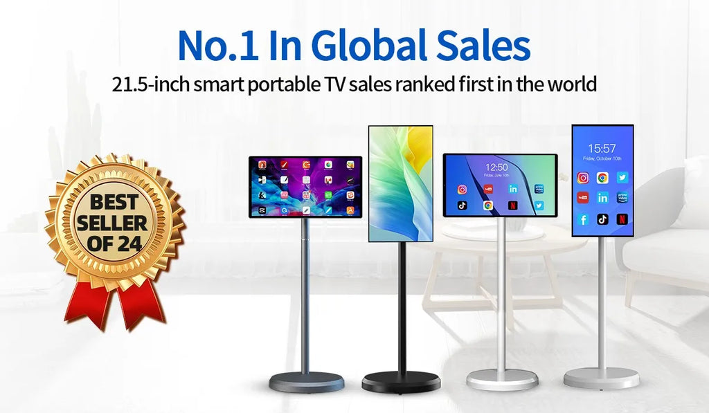 21.5 Inch Portable Smart TV With Touch Screen Display And Interactive LCD Monitor Movable Televisions And Camera