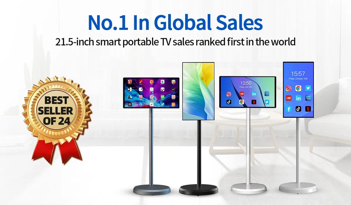 21.5 Inch Portable Smart TV With Touch Screen Display And Interactive LCD Monitor Movable Televisions And Camera