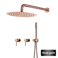 Wall Mounted Bathroom Shower Rainfall Shower Set Rose Gold Mixer Brass Faucet Hot Cold Water Mixer Tap With Head 8/10/12 Inch