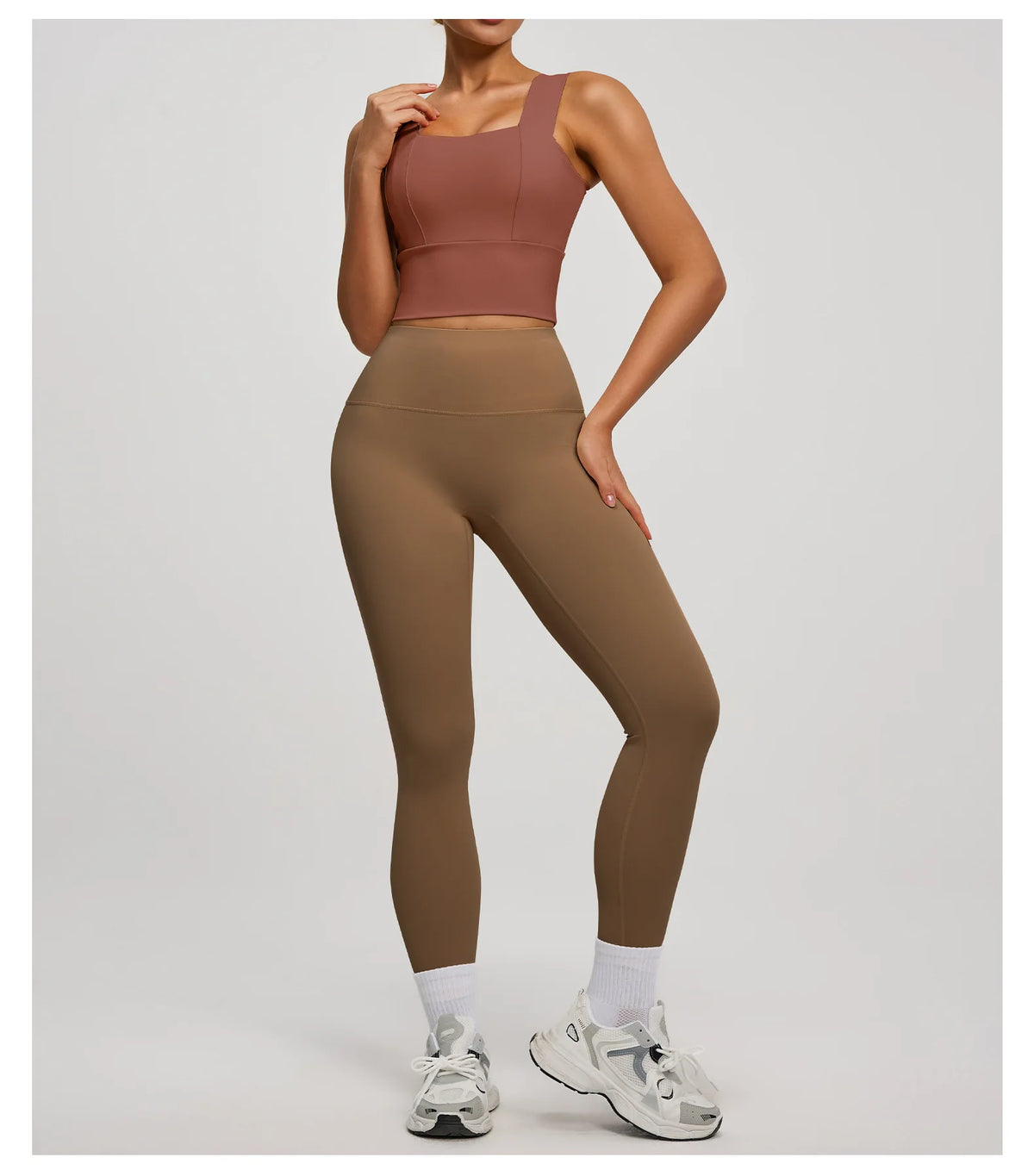 Solid Color Bra, Trousers, Yoga Suit, Tight and Thin, Nude Running Sports and Fitness Clothes