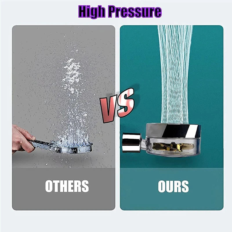 Shower Head Water Saving Flow 360 Degrees Rotating with Filter & Fan ABS Rain High Pressure Spray Nozzle Bathroom Accessories