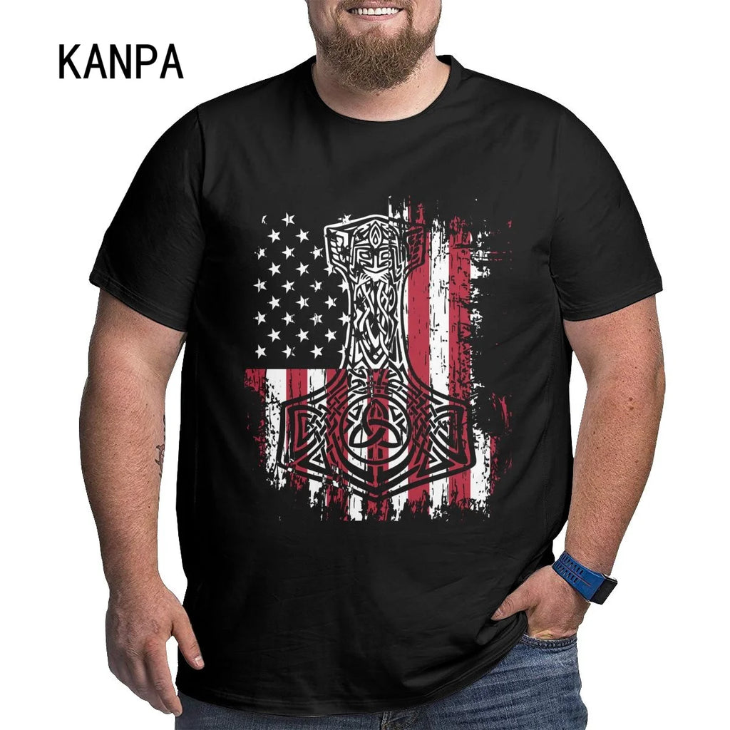 Unique Design Graphic Men T Shirts Plus Size Oversized Cotton T-shirts for Big Man Black Summer Short Sleeves Clothes Tops