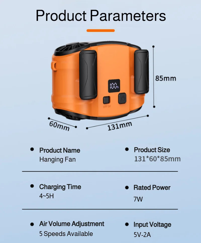 Outdoor Double Air Outlet Fan Portable Waist Hanging Neck Strong Dual Air Vents Fans For Travel Sports Courier Outdoor Working