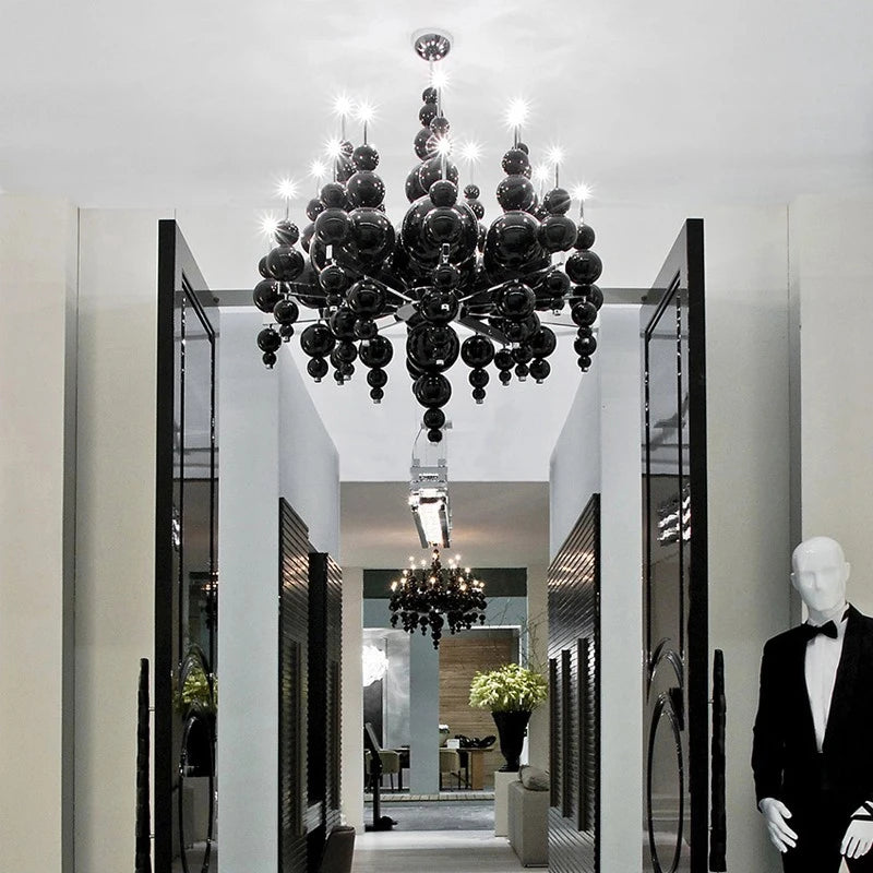 Luxury Living Room Black Chandelier Designer Tears From Moon Chandelier For Ceiling Restaurant Large Dining Table Hanging Lamp
