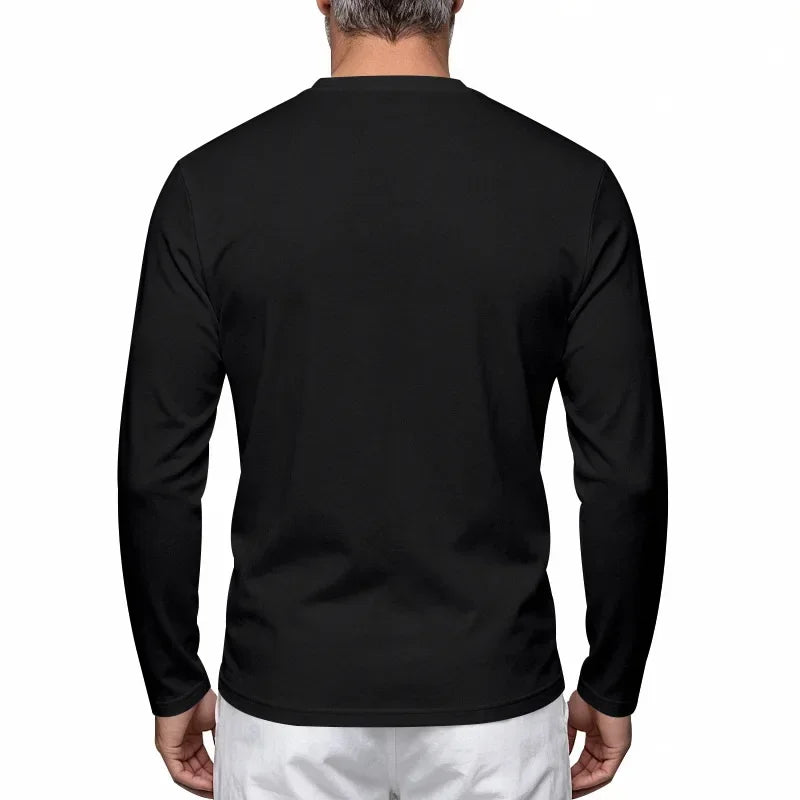 Autumn and Winter Men's Thin Casual Crew Neck Pullover Loose Versatile Breathable Commuter Long Sleeve Bottom T-Shirt