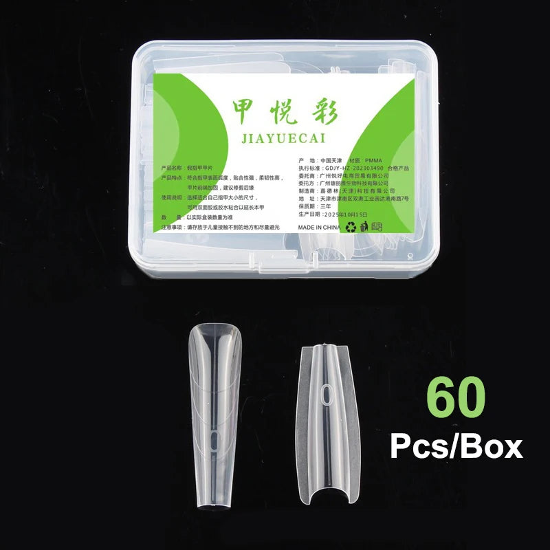 Sandwich Dual Nail Forms 60pcs 15Size Quick Extensions-Dual Forms T-shaped Ellipse Manicure Forms Top Mold Bottom Mold 3D
