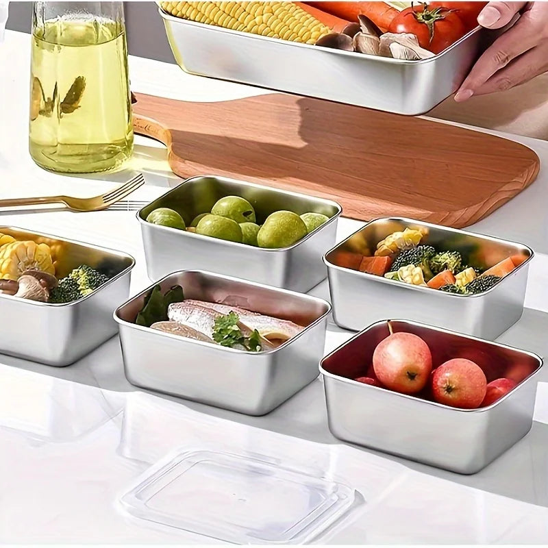5pc Stainless Steel Food Storage Containers Set - Airtight BPA-Free Lunch Boxes for Meal Prep, Camping & Office, Dishwasher Safe