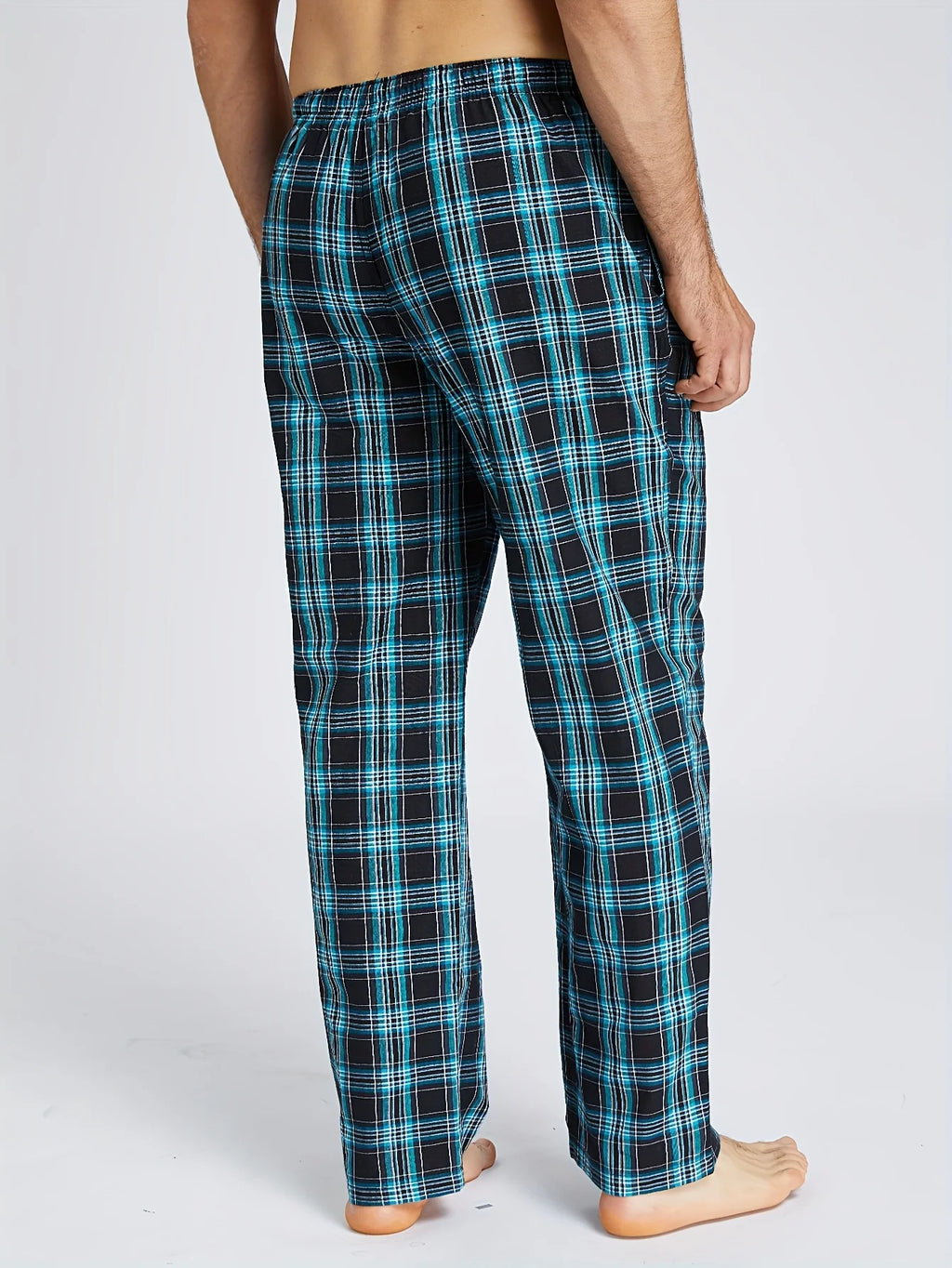 Men's Pajama Pants Autumn New Checked Cotton Thin Soft Comfortable Elastic Waistband with Pockets Home Lounge Pants