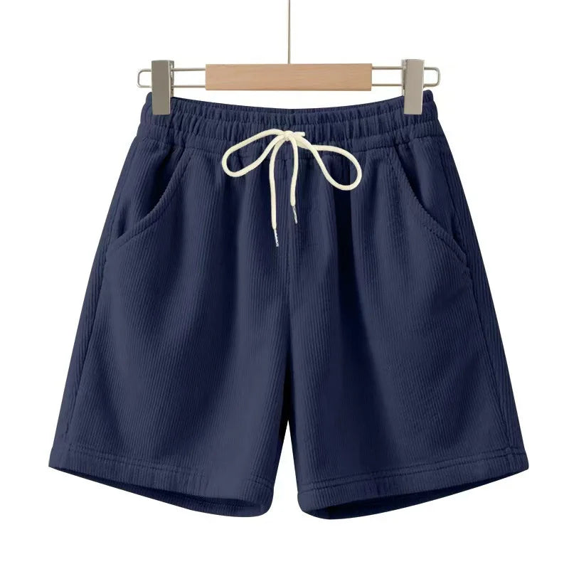 2026 Men's Summer Shorts Corduroy Short Pants Baggy Loose Basketball Shorts Casual Male Sweatpants Elastic Waist Sports Shorts