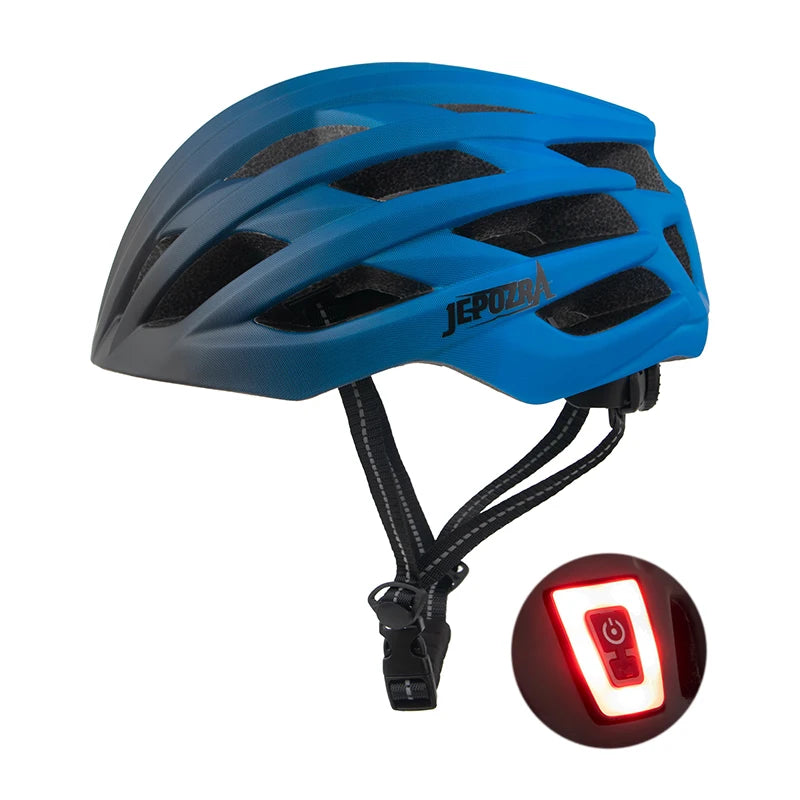 JEPOZRA Cycling Helmet Man Women LED Light Helmet Road Mountain Bike Helmet Bicycle Helmet Rechargeable Brim Design Helmet