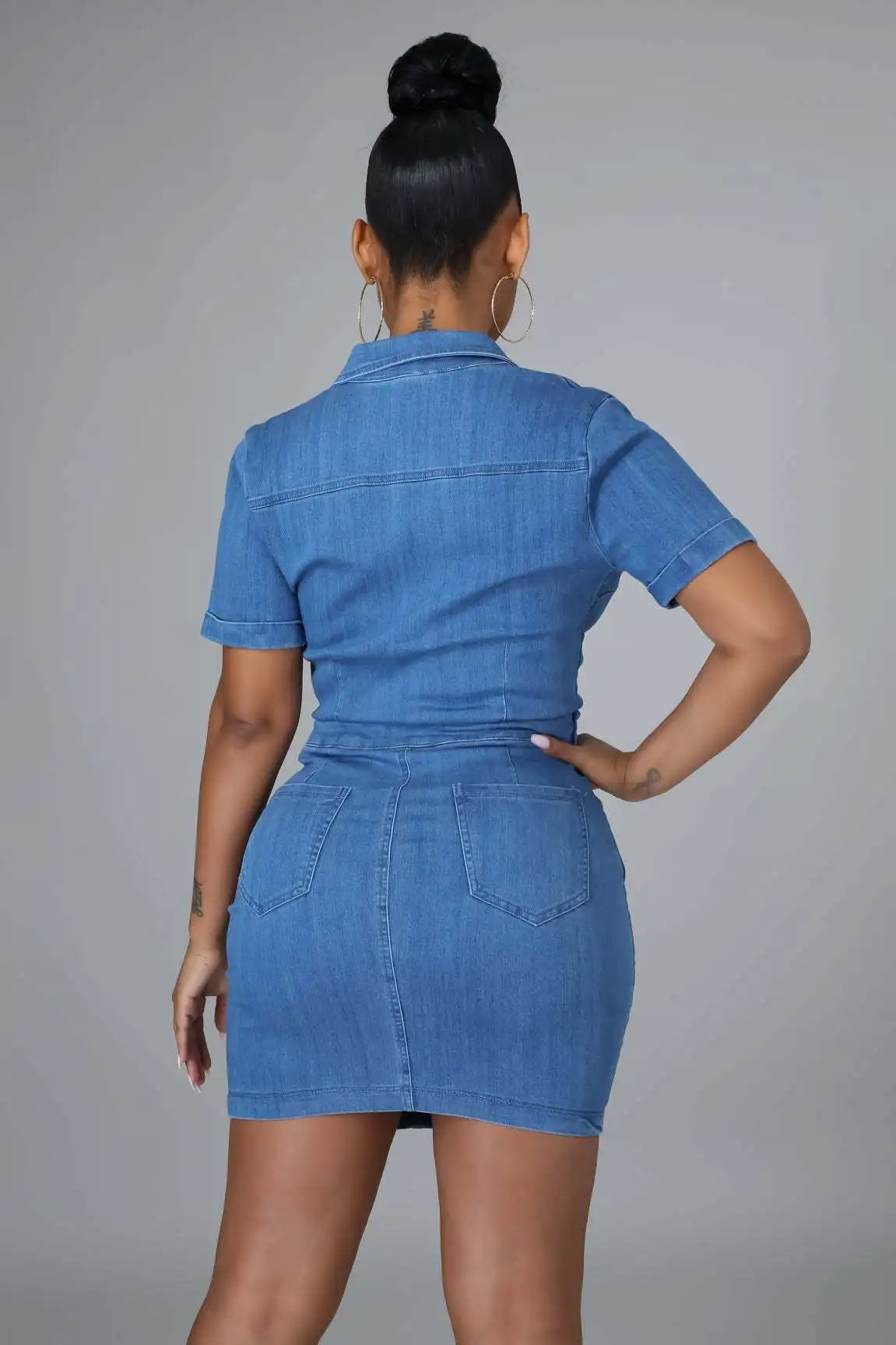 Bodycon Dress Women Denim Dresses Mom Jeans Short Sleeve Mim High Waist Vestidos Sexy Streetwear Elegant Y2k Party Club 2025