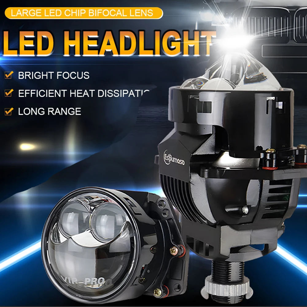 Car Led Light Bulbs 3 inch Dual Hyperboloid Bi-LED Projector Lenses Bi Lens LED Headlight Kits For Hella 3R H4 H7 9005 9006