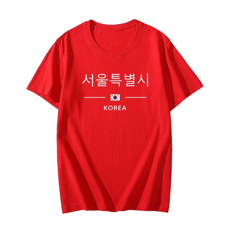 Korea Seoul Printed T-shirt High Quality Spring Summer Casual Fashion Round Neck Top Male Home Outdoor Comfortable Short Sleeved