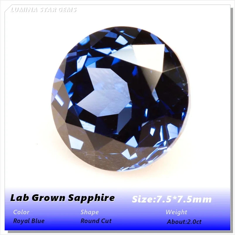 ABCLab Grown Sapphire Royal Blue Color Multiple Cuts Available Gems For Jewelry Setting&Custom Design Selectable Certificate
