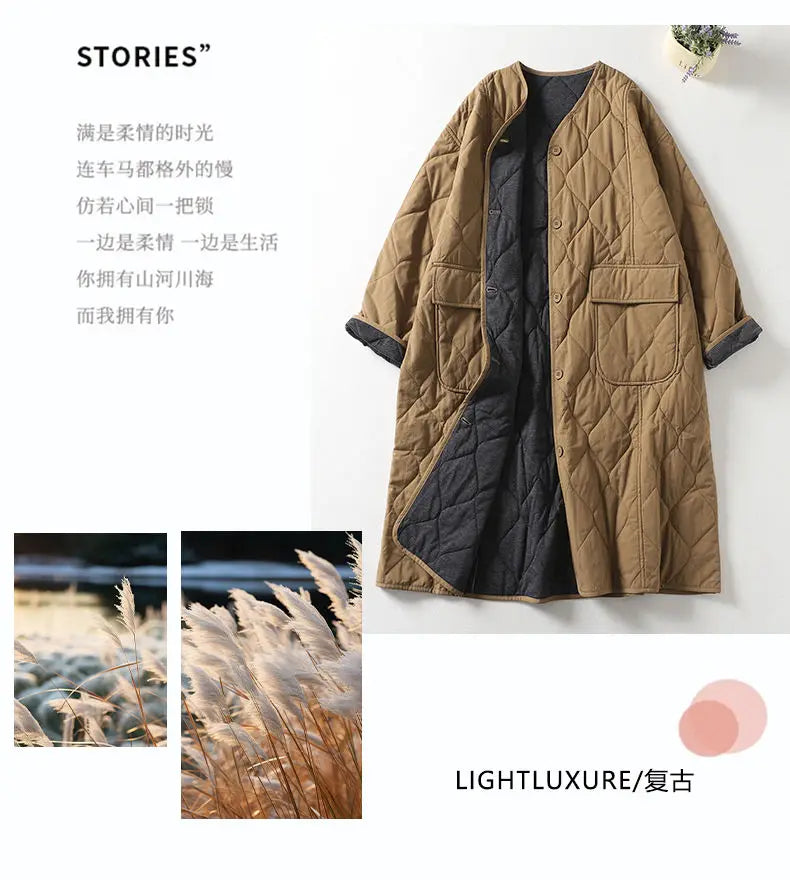 Lightweight Down cotton Jacket For women's clothing Autumn Winter 2026 New Casual Loose Thick Warm Coats Female Long Overcoat