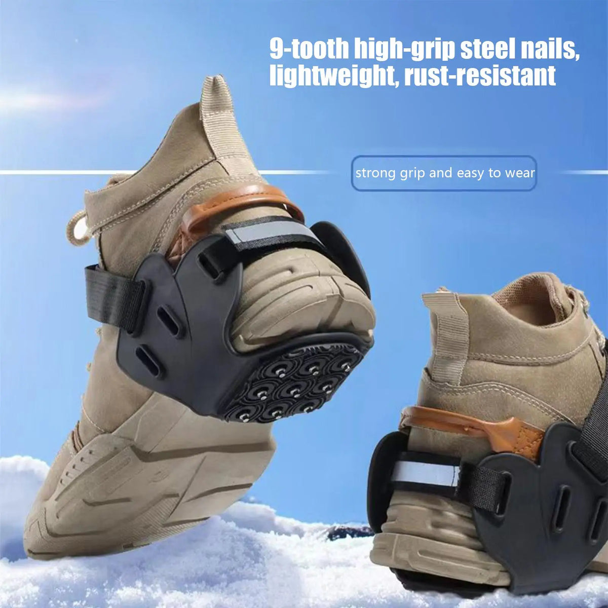 Outdoor Anti-slip Shoe Spikes Winter Crampon Ice And Snow Grip Boots Covers With 9 Metal Spikes Snow Grippers Ice Snow Cleats