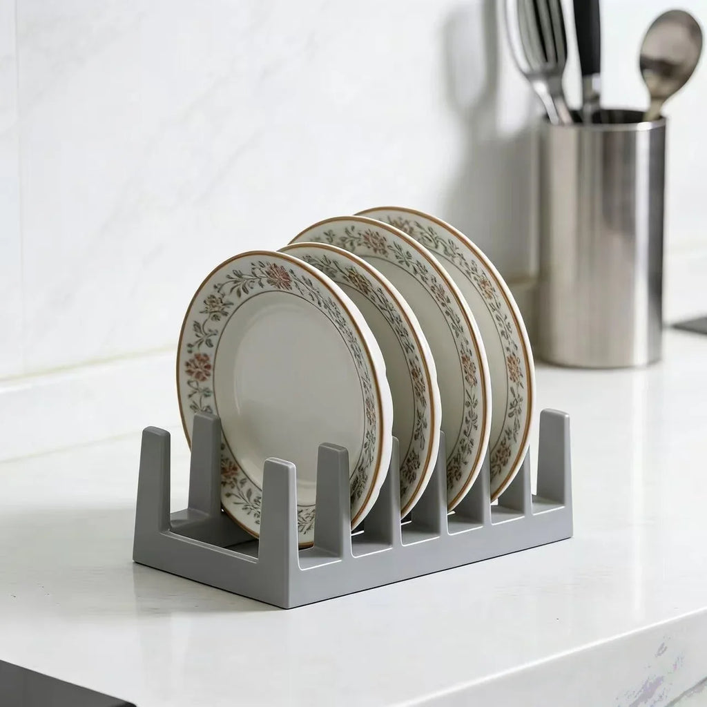 Multifunctional Divided Organizer Rack, Pot Lid Holder, Cutting Board Stand & Desktop Bookshelf for Kitchen & Study