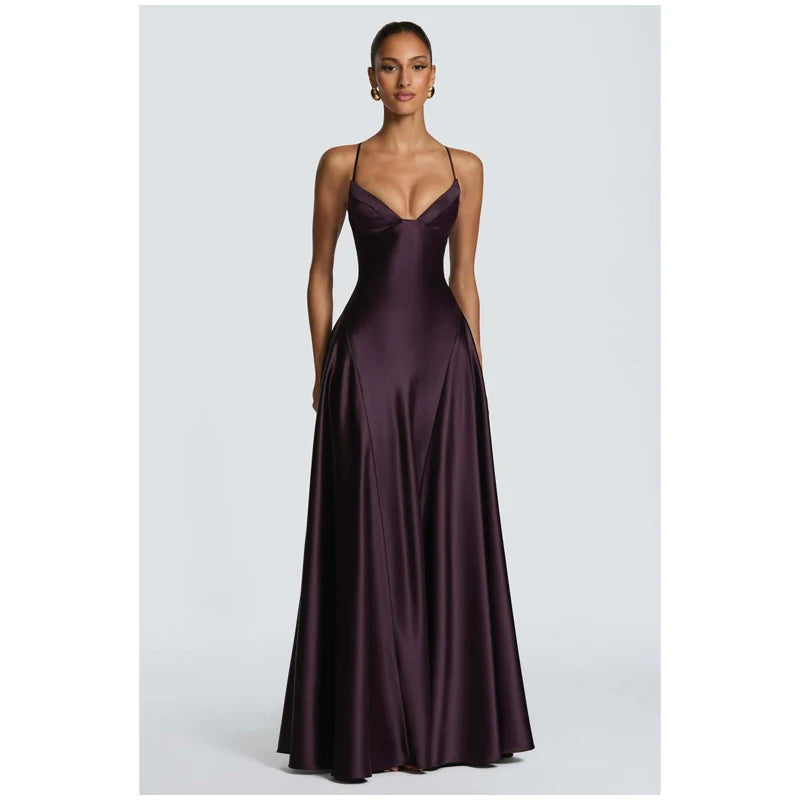 Women Satin One Shoulder Cutout Maxi Dress Elegant Green Ruched Mermaid Slim Fit Flowy Vestido 2026 Lady Summer Evening Dresses
