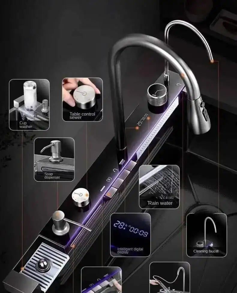 Sinks Creative Smart Kitchen Sinks for Apartments Modern Metal Multi-functional Sinks Kitchen Luxury Household for Rental Houses
