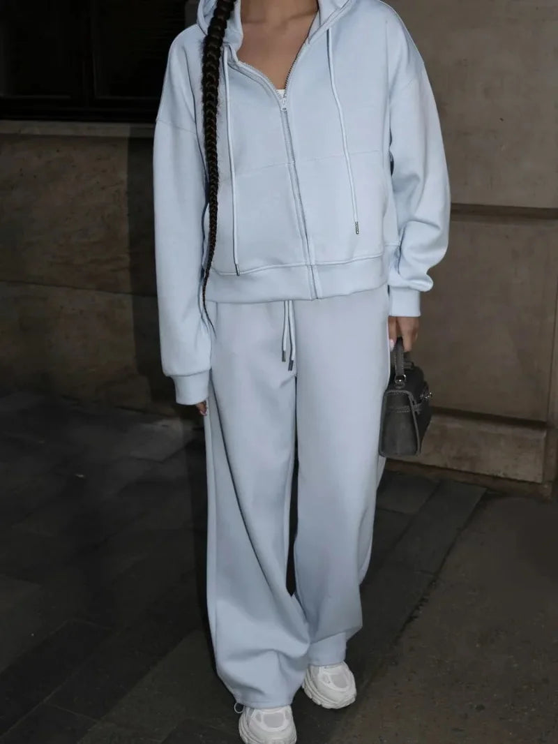 Fashion 2 Piece Sets Women Outfit Autumn Clothing Women 2026 Zip Hooded Sweatshirt Top and Pants Suit Casual Tracksuit Woman Set