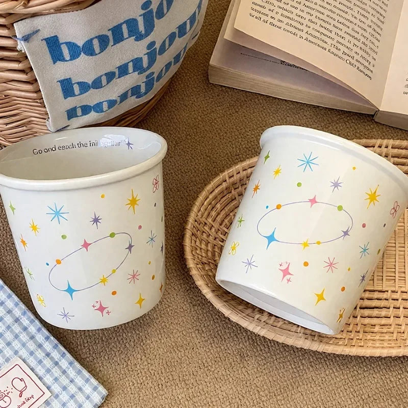Ceramic Cup Breakfast Milk Cup Tea Hot Drinks Cold Drinks Light Luxury Minimalist Niche High-end Appearance Mug