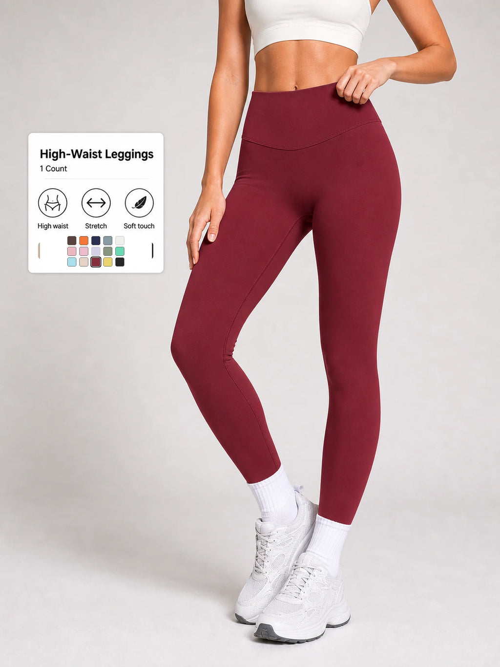 Women High Waist Yoga Pants Soft Stretch Leggings Tummy Control Fitness Gym Running Workout Sports Trousers