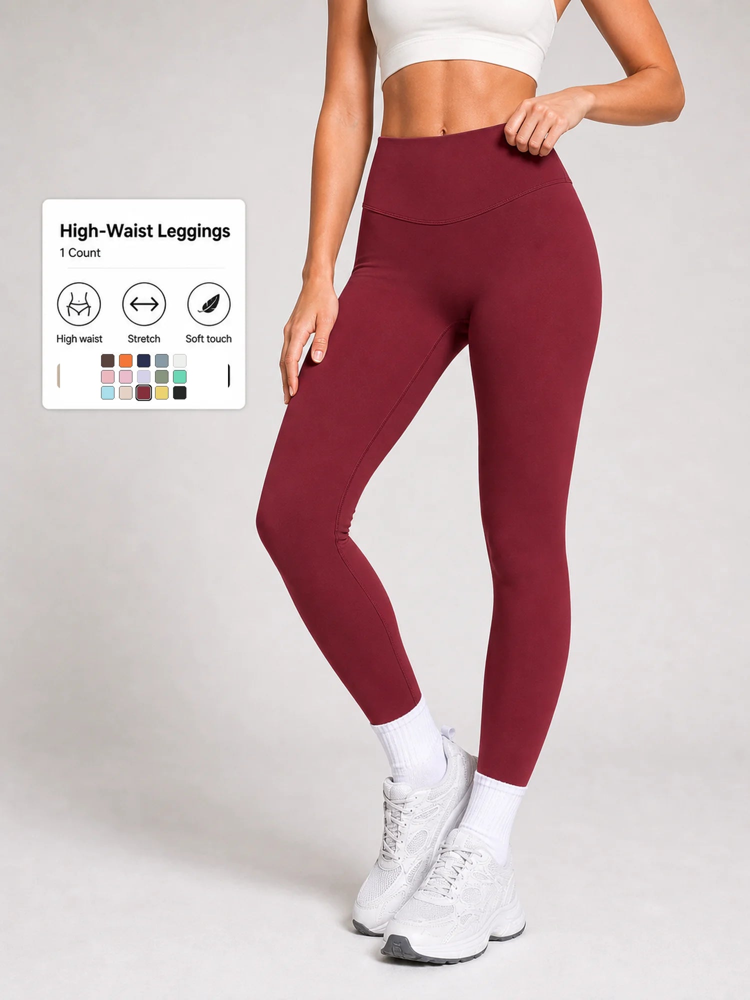 Women High Waist Yoga Pants Soft Stretch Leggings Tummy Control Fitness Gym Running Workout Sports Trousers